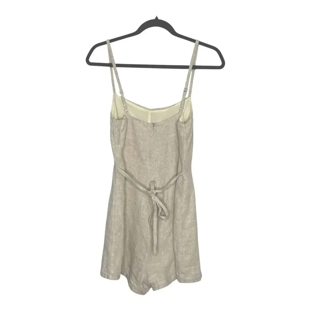 Reformation Harper Linen Romper in Oatmeal 100% Linen Size 6